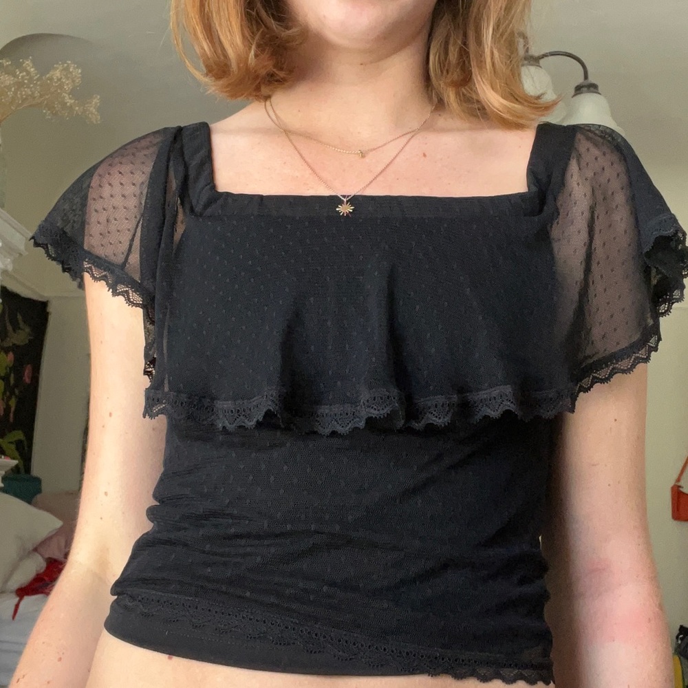 H&M Black Lace Off the Shoulder Top